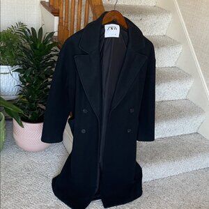 Zara Women's Classic Black Trench Coat S